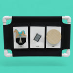 The Wall board tactile accessory covered with navy blue or black Veltex material with PVC lining.