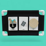 The Wall board tactile accessory covered with navy blue or black Veltex material with PVC lining.