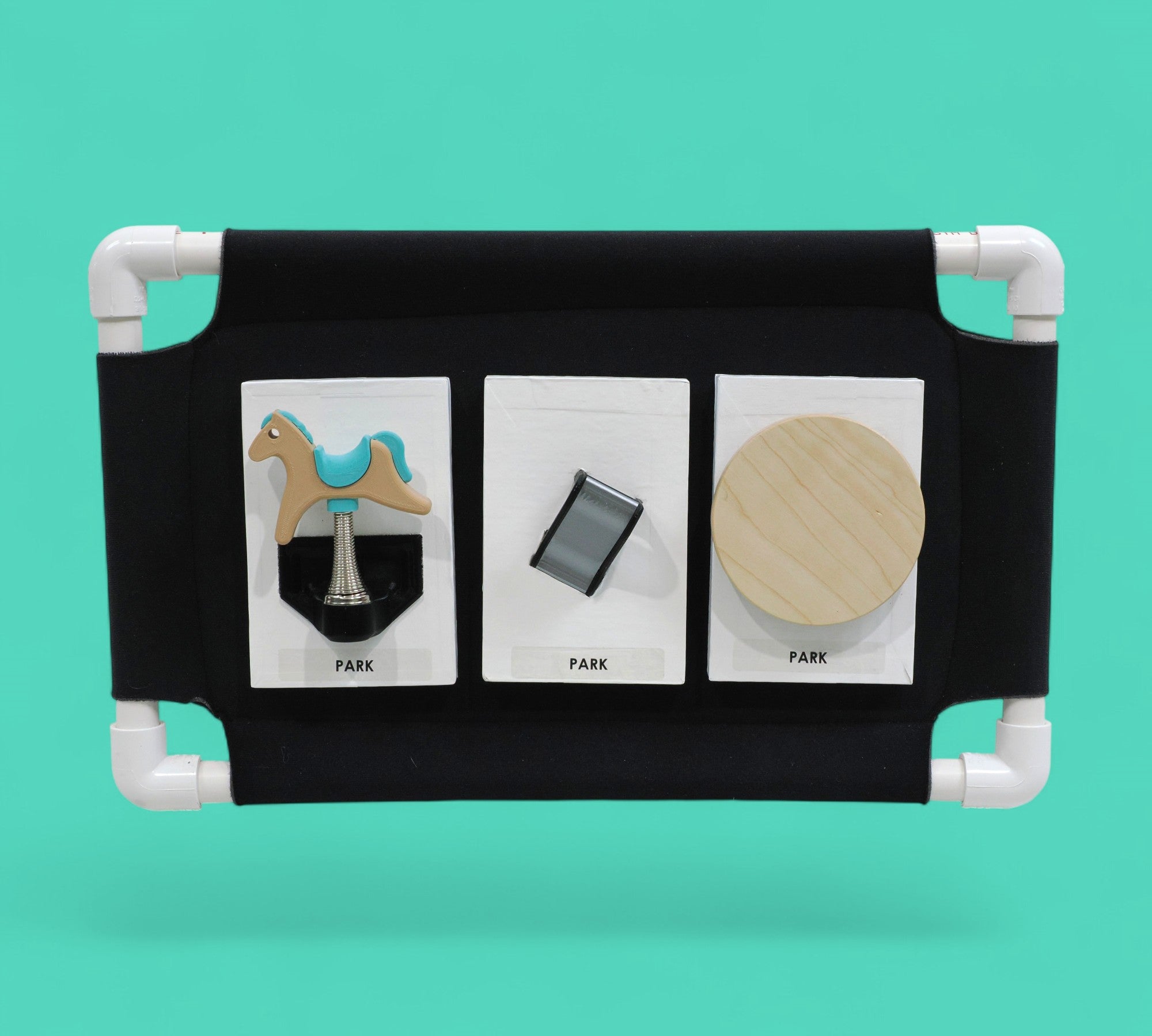 The Wall board tactile accessory covered with navy blue or black Veltex material with PVC lining.