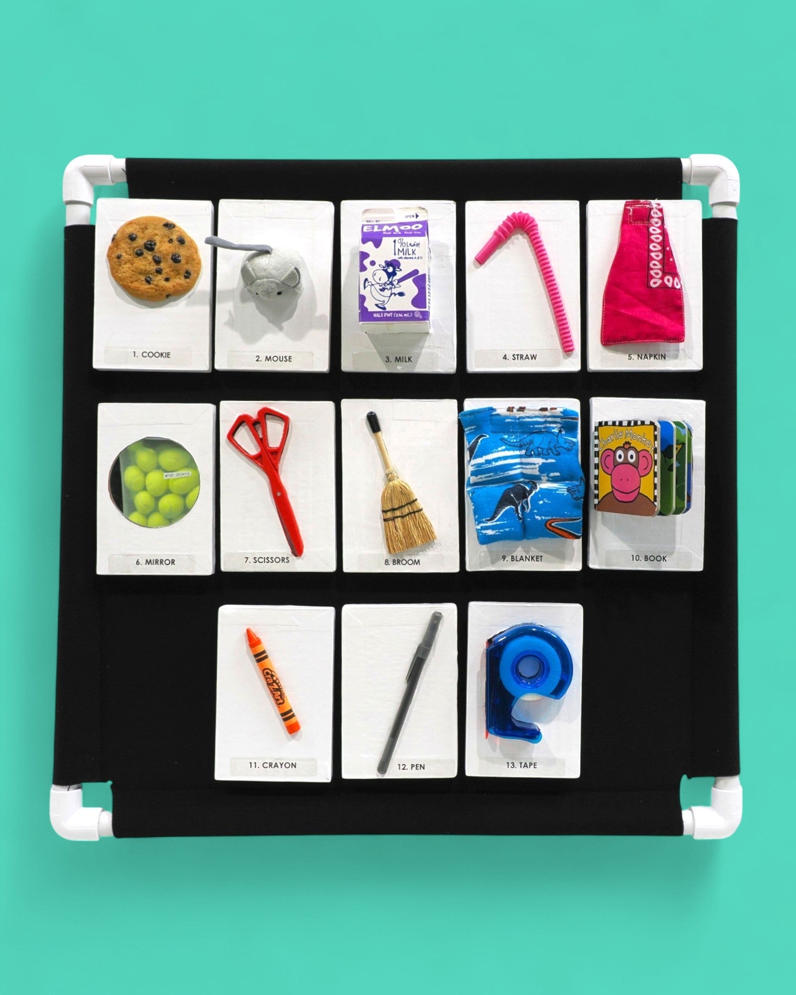 The Wall board tactile accessory covered with navy blue or black Veltex material with PVC lining.