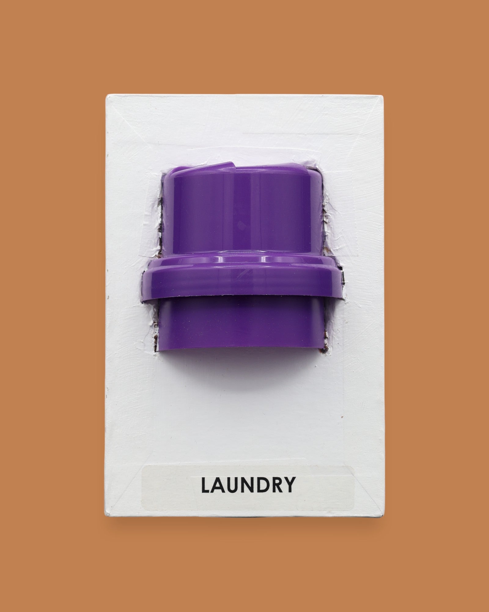 The Laundry symbol cap color may vary. Labeled "Laundry" at the bottom of symbol on a white backing. The background of the symbol is white. If a black backing is requested a high constrast cap color the specific color may vary.